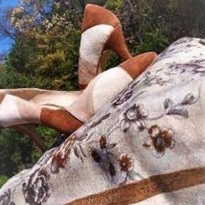 Tan and White Heels